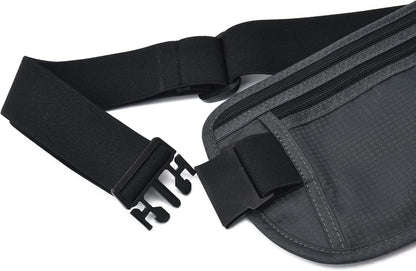Money Belt - Passport Holder Secure Hidden Travel Wallet with RFID Blocking, Undercover Fanny Pack (Black)