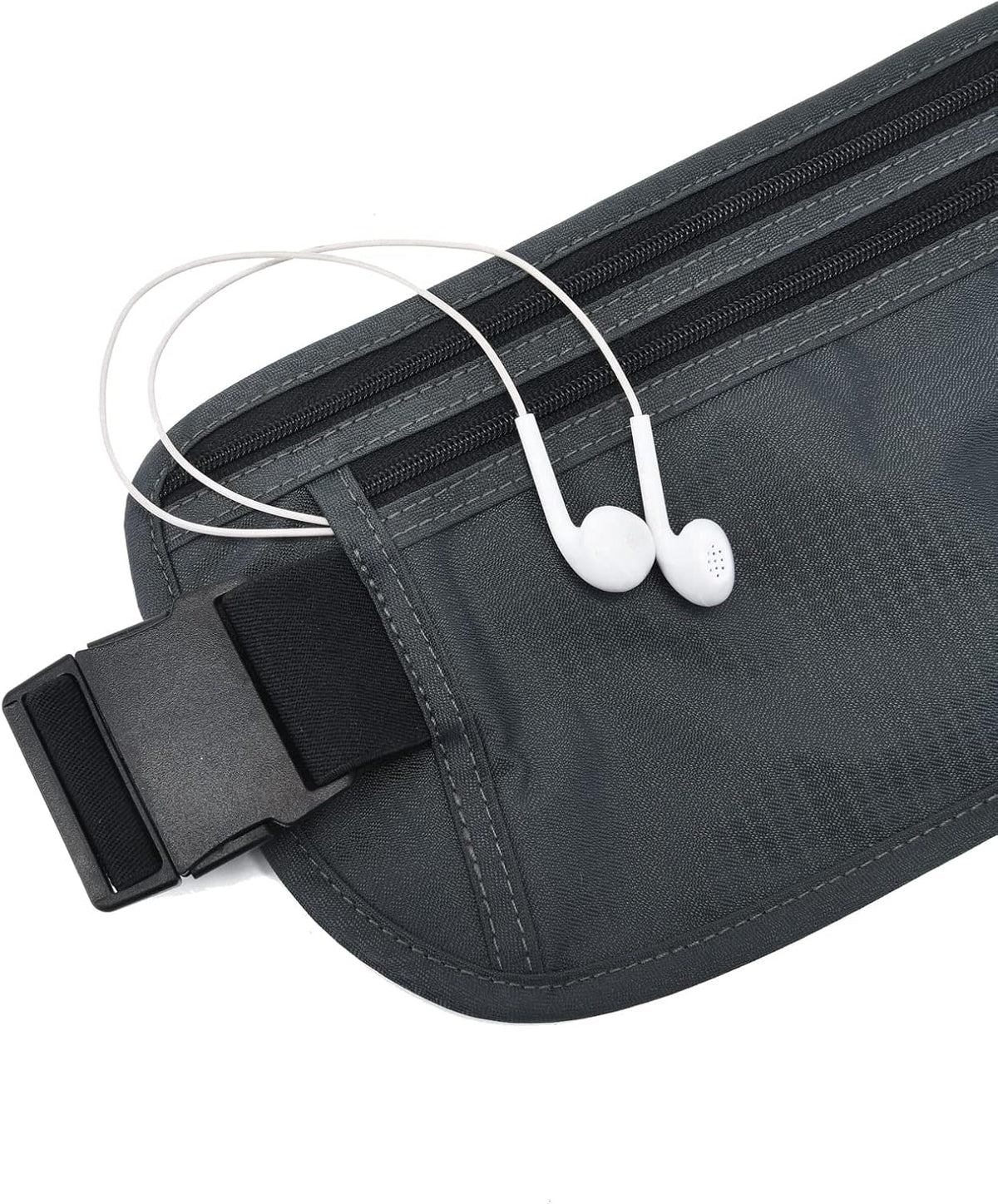 Money Belt - Passport Holder Secure Hidden Travel Wallet with RFID Blocking, Undercover Fanny Pack (Black)