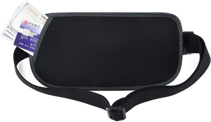 Money Belt - Passport Holder Secure Hidden Travel Wallet with RFID Blocking, Undercover Fanny Pack (Black)
