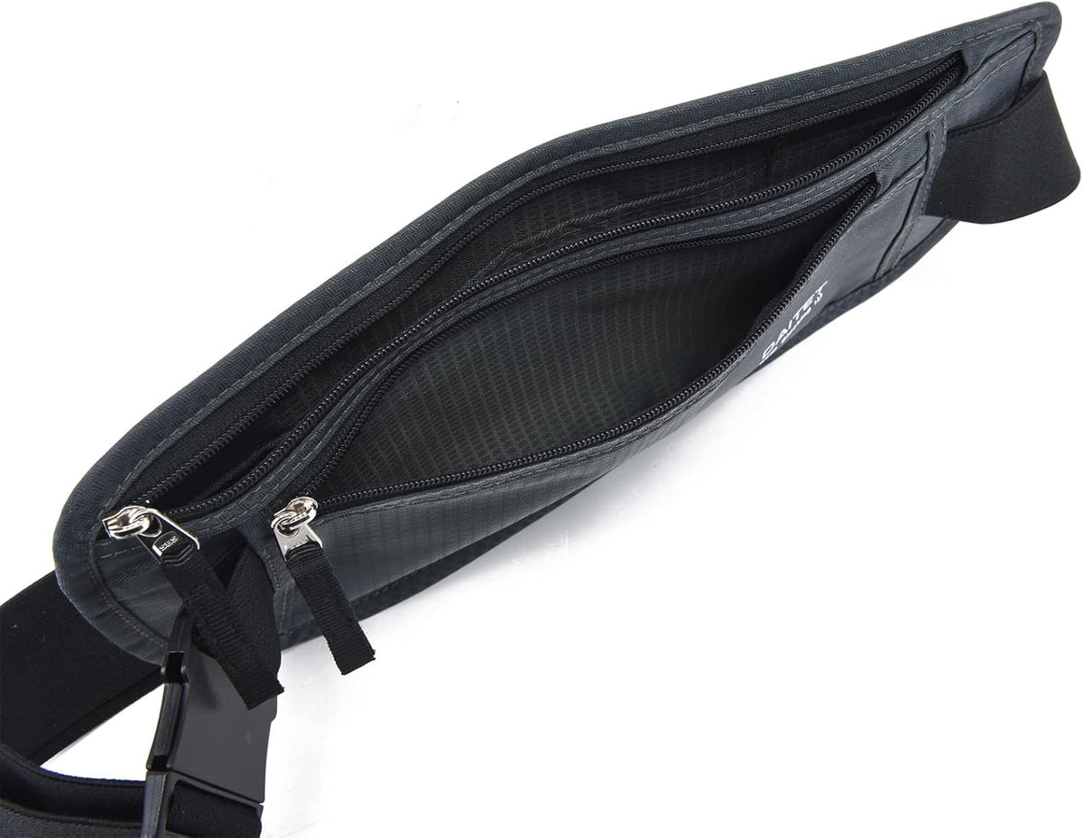 Money Belt - Passport Holder Secure Hidden Travel Wallet with RFID Blocking, Undercover Fanny Pack (Black)