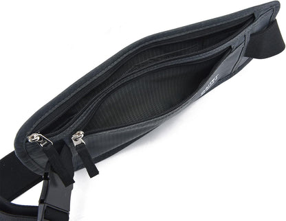 Money Belt - Passport Holder Secure Hidden Travel Wallet with RFID Blocking, Undercover Fanny Pack (Black)