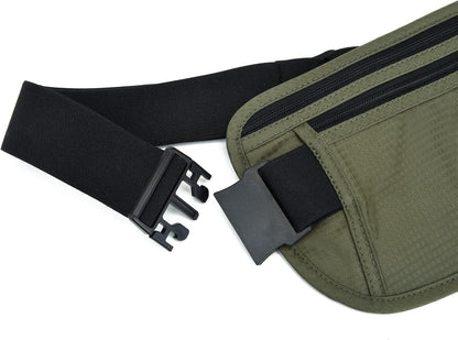 Money Belt - Passport Holder Secure Hidden Travel Wallet with RFID Blocking, Undercover Fanny Pack (Black)