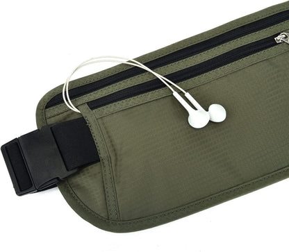 Money Belt - Passport Holder Secure Hidden Travel Wallet with RFID Blocking, Undercover Fanny Pack (Black)