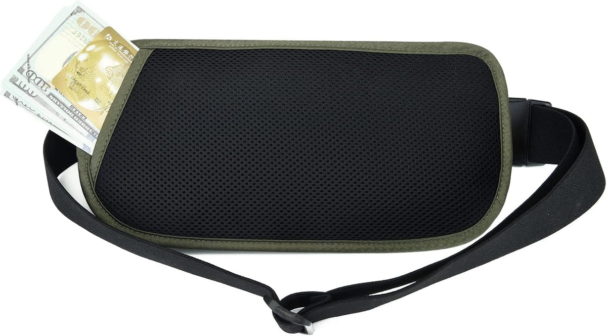 Money Belt - Passport Holder Secure Hidden Travel Wallet with RFID Blocking, Undercover Fanny Pack (Black)