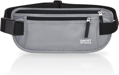 Money Belt - Passport Holder Secure Hidden Travel Wallet with RFID Blocking, Undercover Fanny Pack (Black)