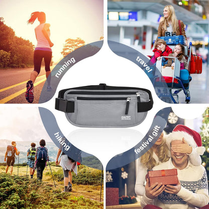 Money Belt - Passport Holder Secure Hidden Travel Wallet with RFID Blocking, Undercover Fanny Pack (Black)