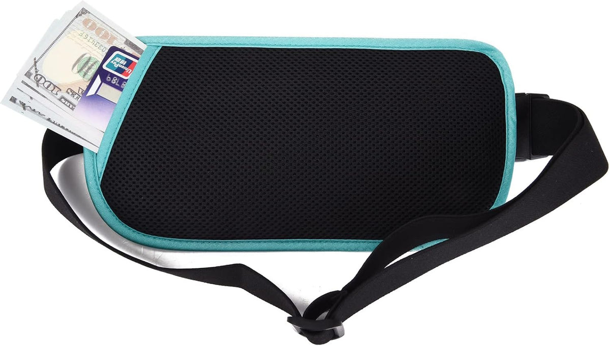 Money Belt - Passport Holder Secure Hidden Travel Wallet with RFID Blocking, Undercover Fanny Pack (Black)