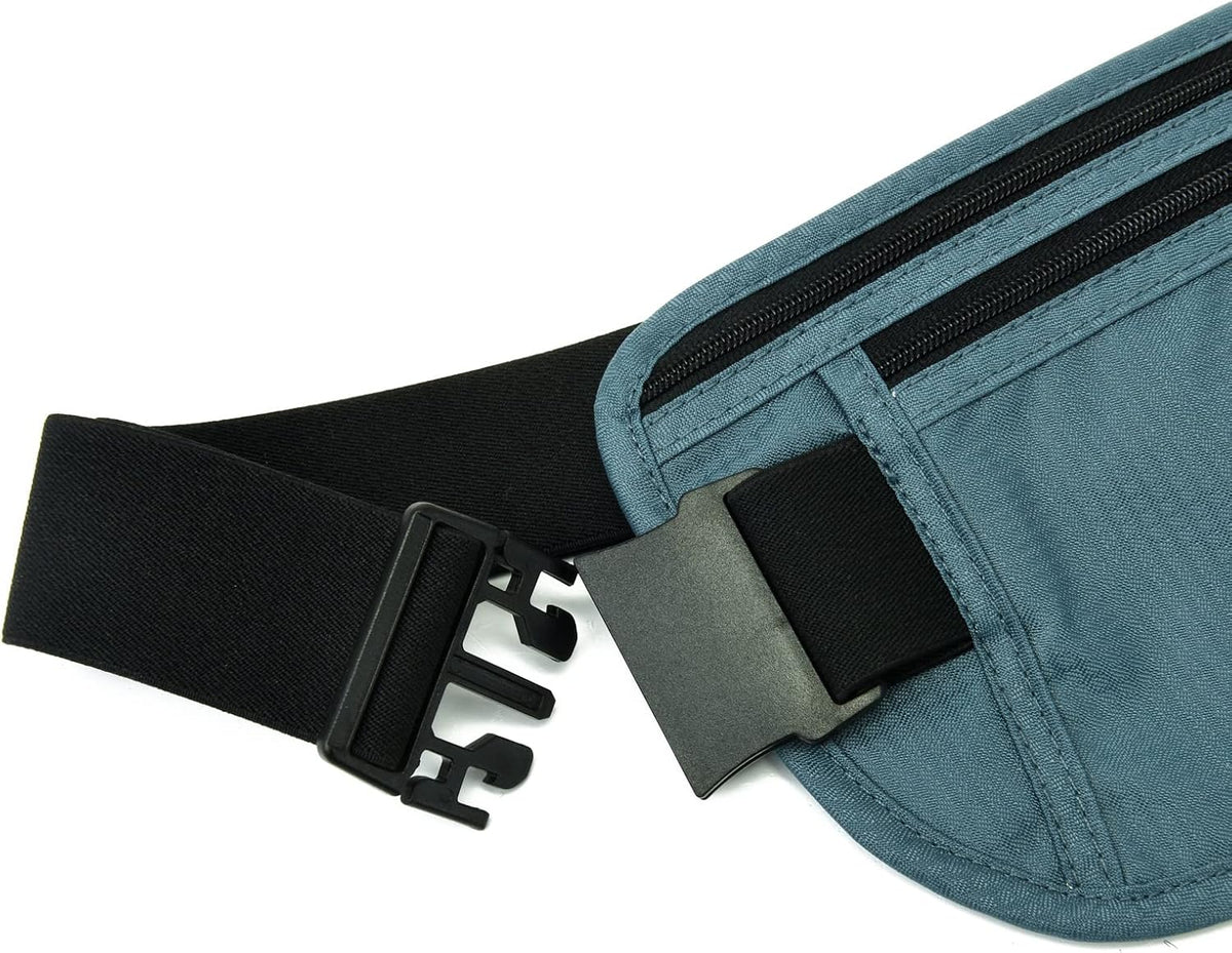 Money Belt - Passport Holder Secure Hidden Travel Wallet with RFID Blocking, Undercover Fanny Pack (Black)