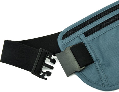 Money Belt - Passport Holder Secure Hidden Travel Wallet with RFID Blocking, Undercover Fanny Pack (Black)