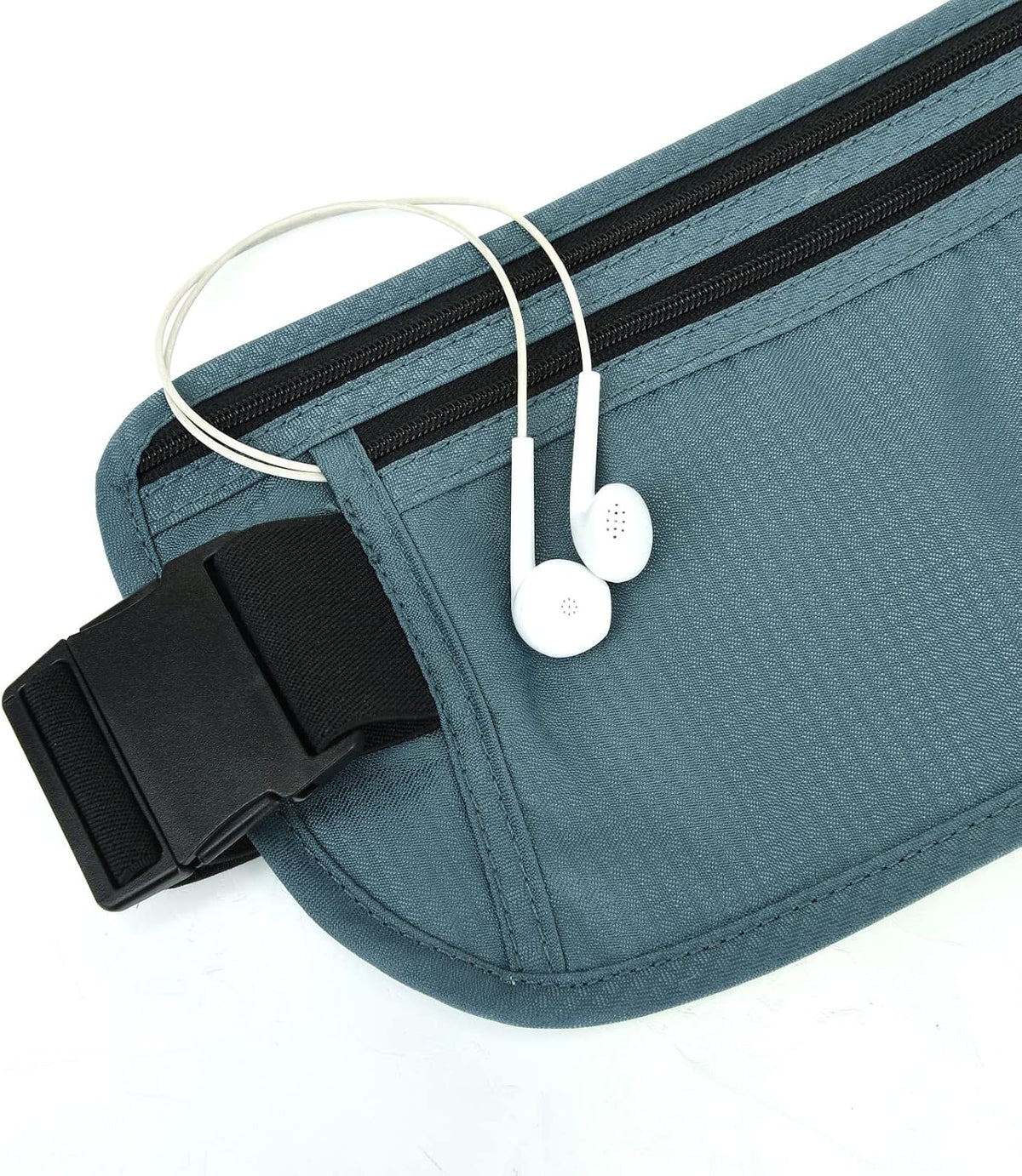 Money Belt - Passport Holder Secure Hidden Travel Wallet with RFID Blocking, Undercover Fanny Pack (Black)