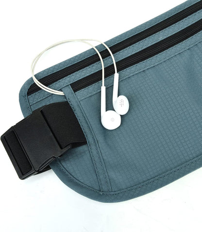 Money Belt - Passport Holder Secure Hidden Travel Wallet with RFID Blocking, Undercover Fanny Pack (Black)