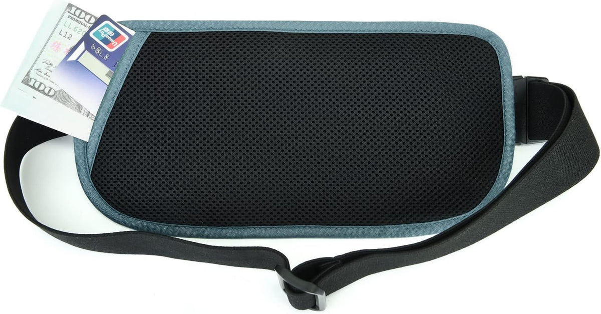 Money Belt - Passport Holder Secure Hidden Travel Wallet with RFID Blocking, Undercover Fanny Pack (Black)