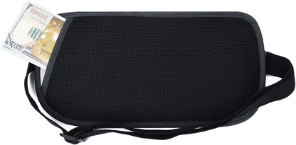 Money Belt - Passport Holder Secure Hidden Travel Wallet with RFID Blocking, Undercover Fanny Pack (Black)