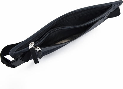 Money Belt - Passport Holder Secure Hidden Travel Wallet with RFID Blocking, Undercover Fanny Pack (Black)