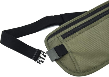 Money Belt - Passport Holder Secure Hidden Travel Wallet with RFID Blocking, Undercover Fanny Pack (Black)