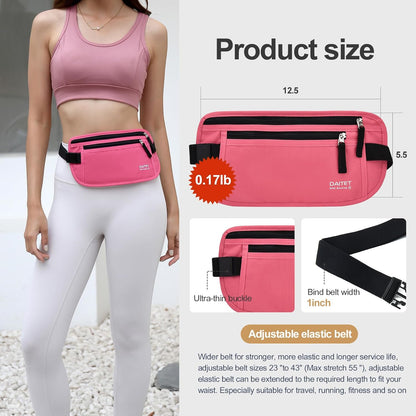 Money Belt - Passport Holder Secure Hidden Travel Wallet with RFID Blocking, Undercover Fanny Pack (Black)