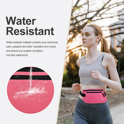 Money Belt - Passport Holder Secure Hidden Travel Wallet with RFID Blocking, Undercover Fanny Pack (Black)