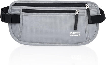 Money Belt - Passport Holder Secure Hidden Travel Wallet with RFID Blocking, Undercover Fanny Pack (Black)