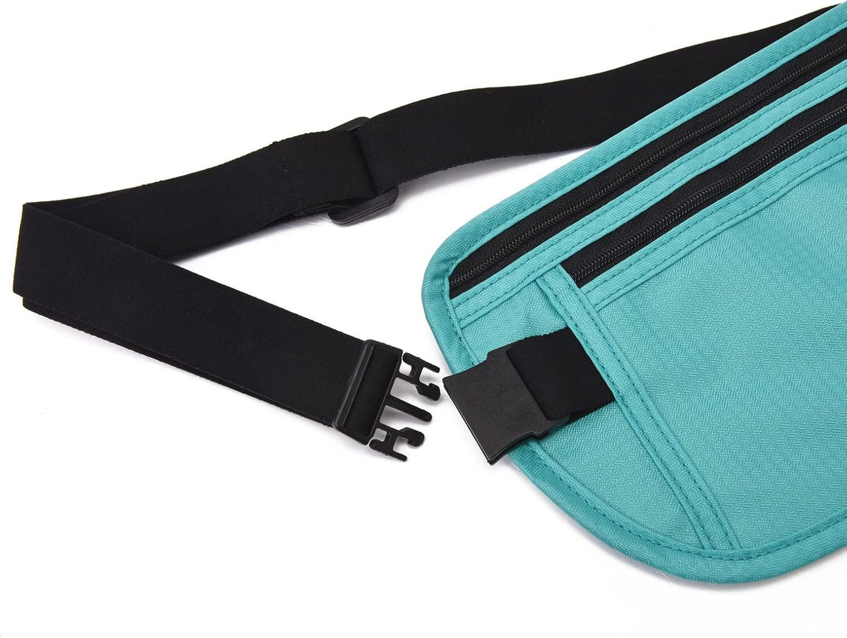 Money Belt - Passport Holder Secure Hidden Travel Wallet with RFID Blocking, Undercover Fanny Pack (Black)