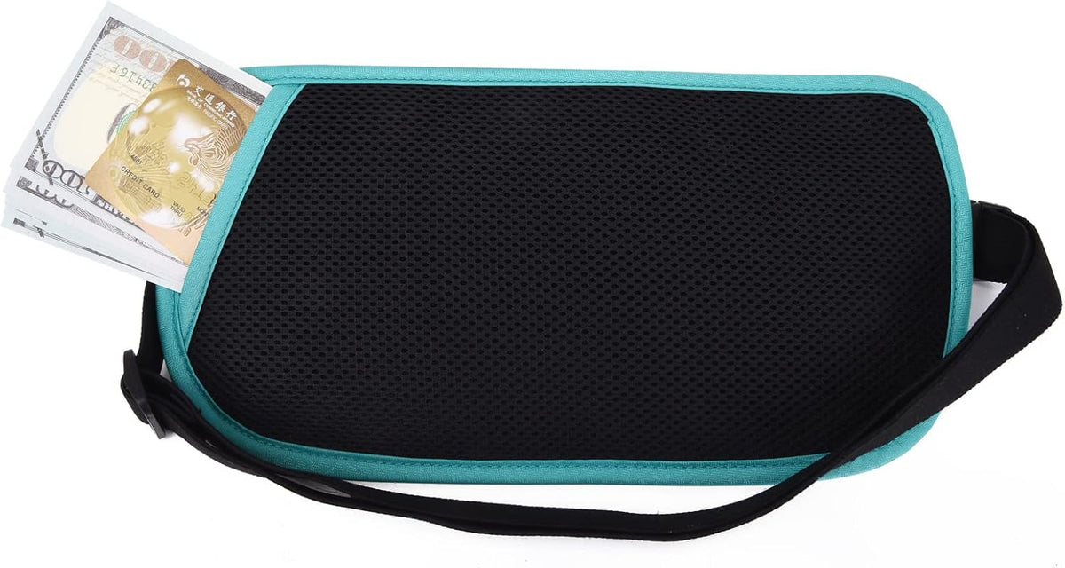 Money Belt - Passport Holder Secure Hidden Travel Wallet with RFID Blocking, Undercover Fanny Pack (Black)