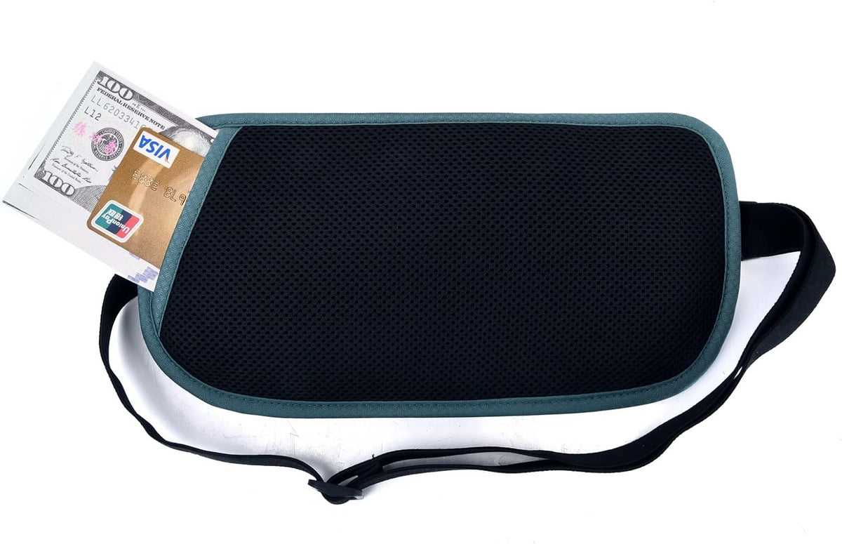 Money Belt - Passport Holder Secure Hidden Travel Wallet with RFID Blocking, Undercover Fanny Pack (Black)