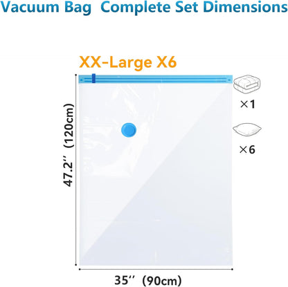 18 Pack Vacuum Storage Bags，Space Saver Bags(4 Jumbo/4 Large/4 Medium/3 Small/3 Roll),Compression for Comforters and Blankets, Sealer Clothes Storage, Hand Pump Included
