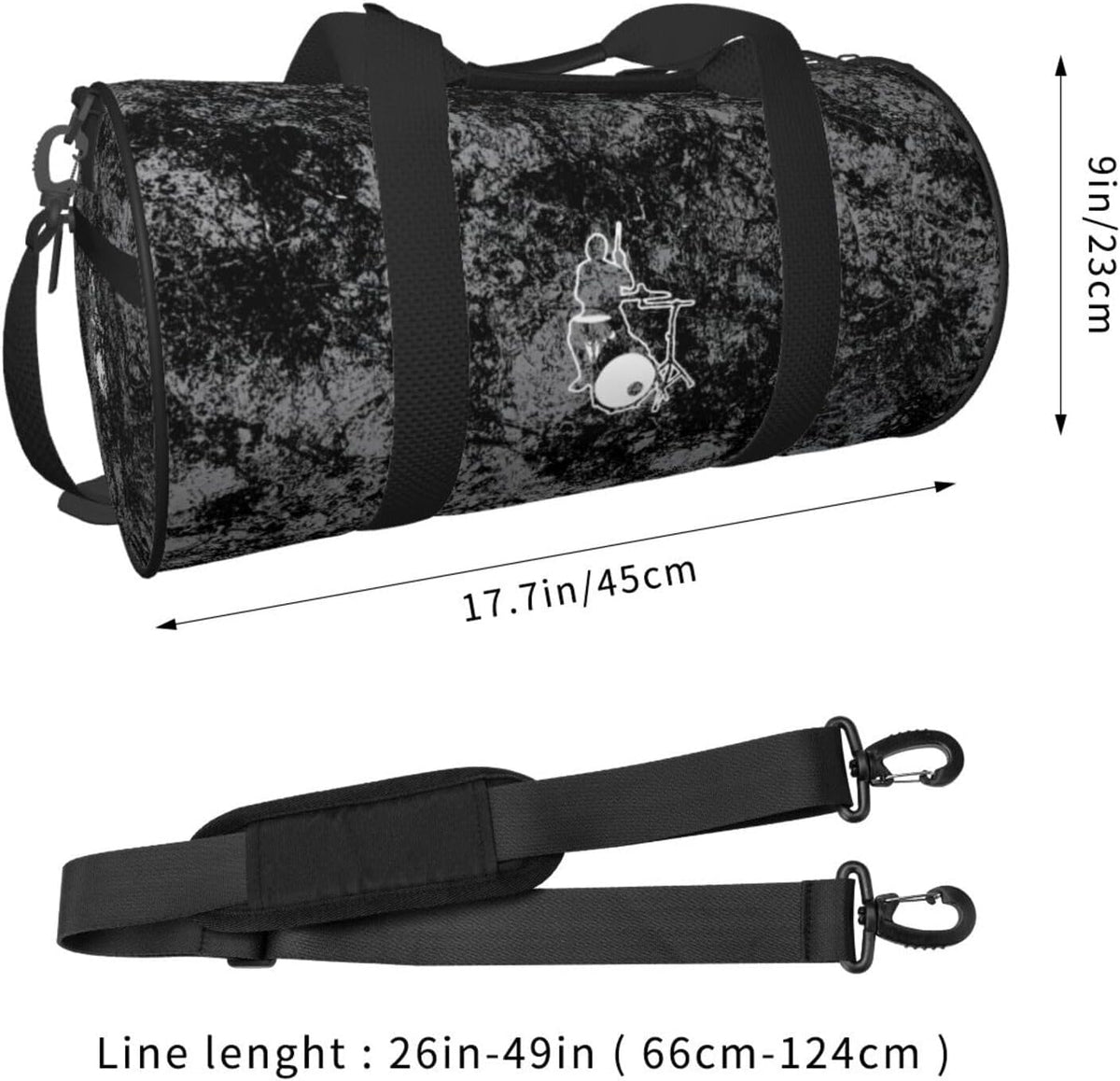 Drummer Convertible Garment Bag with Shoulder Strap, Carry on Garment Duffel Bag for Men Women - Rolling Foldable for Travel Luggage Bags (Black)