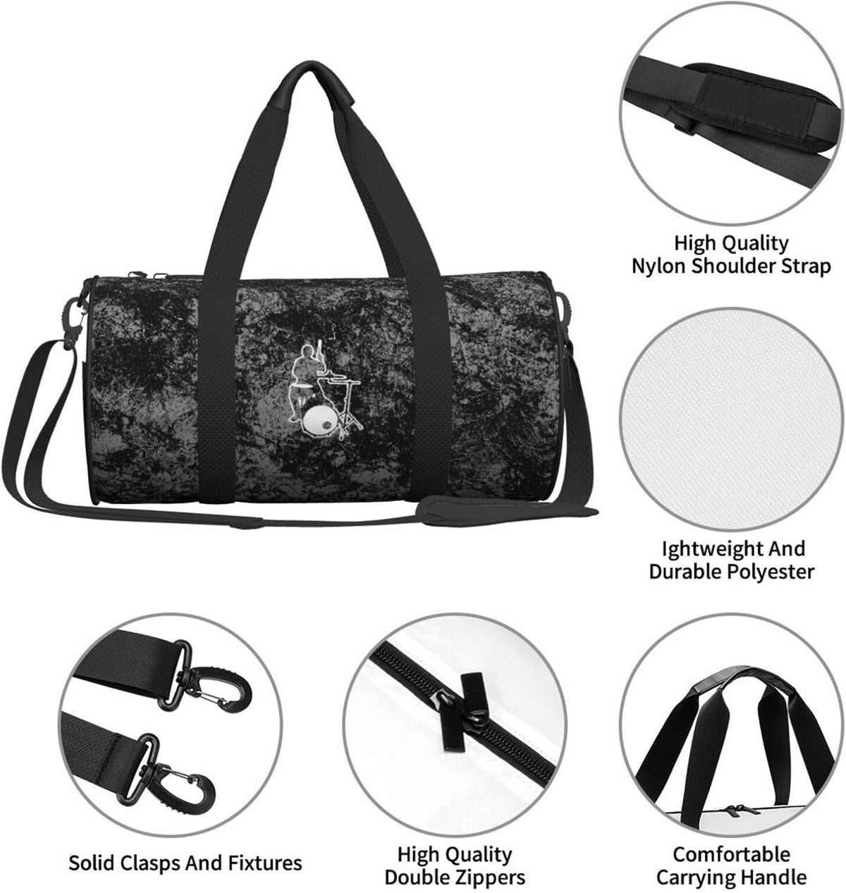 Drummer Convertible Garment Bag with Shoulder Strap, Carry on Garment Duffel Bag for Men Women - Rolling Foldable for Travel Luggage Bags (Black)