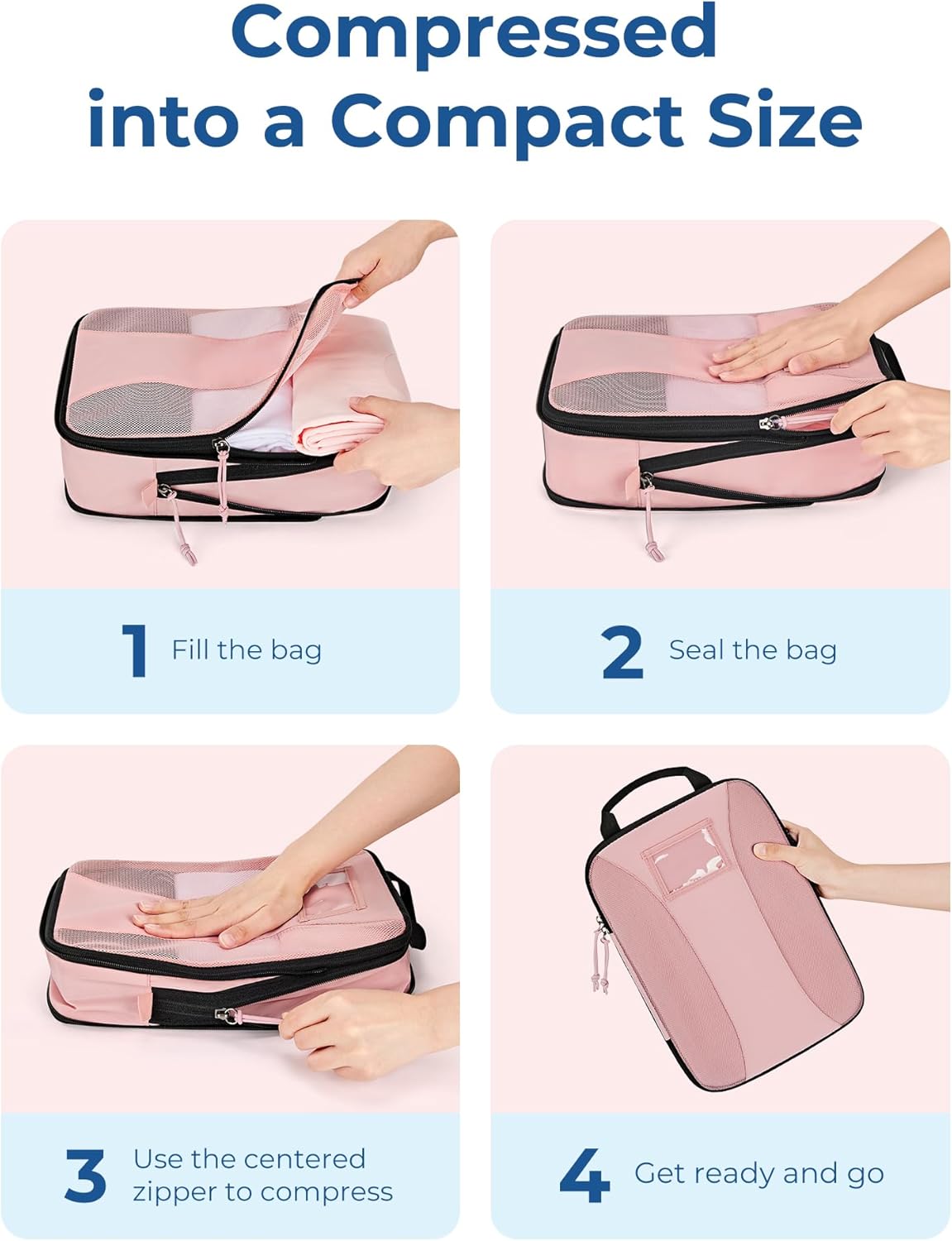 Compression Packing Cubes, 6 PCS Packing Cubes for Suitcases, Travel Bags Organizer for Luggage, Lightweight Packing Cube for Travel Essentials