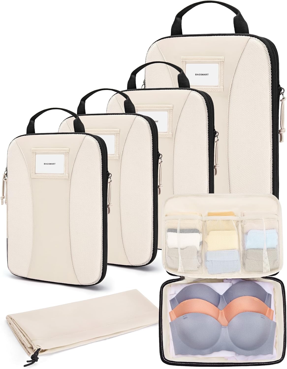 Compression Packing Cubes, 6 PCS Packing Cubes for Suitcases, Travel Bags Organizer for Luggage, Lightweight Packing Cube for Travel Essentials
