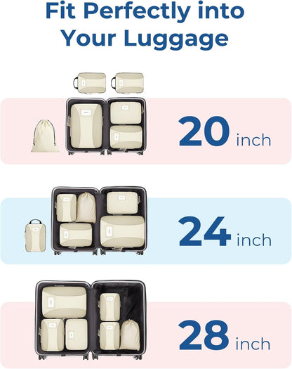 Compression Packing Cubes, 6 PCS Packing Cubes for Suitcases, Travel Bags Organizer for Luggage, Lightweight Packing Cube for Travel Essentials