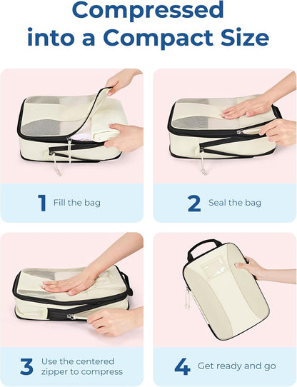 Compression Packing Cubes, 6 PCS Packing Cubes for Suitcases, Travel Bags Organizer for Luggage, Lightweight Packing Cube for Travel Essentials