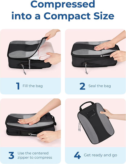 Compression Packing Cubes, 6 PCS Packing Cubes for Suitcases, Travel Bags Organizer for Luggage, Lightweight Packing Cube for Travel Essentials