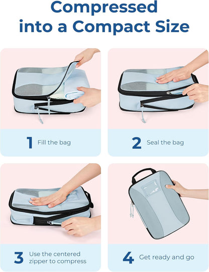 Compression Packing Cubes, 6 PCS Packing Cubes for Suitcases, Travel Bags Organizer for Luggage, Lightweight Packing Cube for Travel Essentials