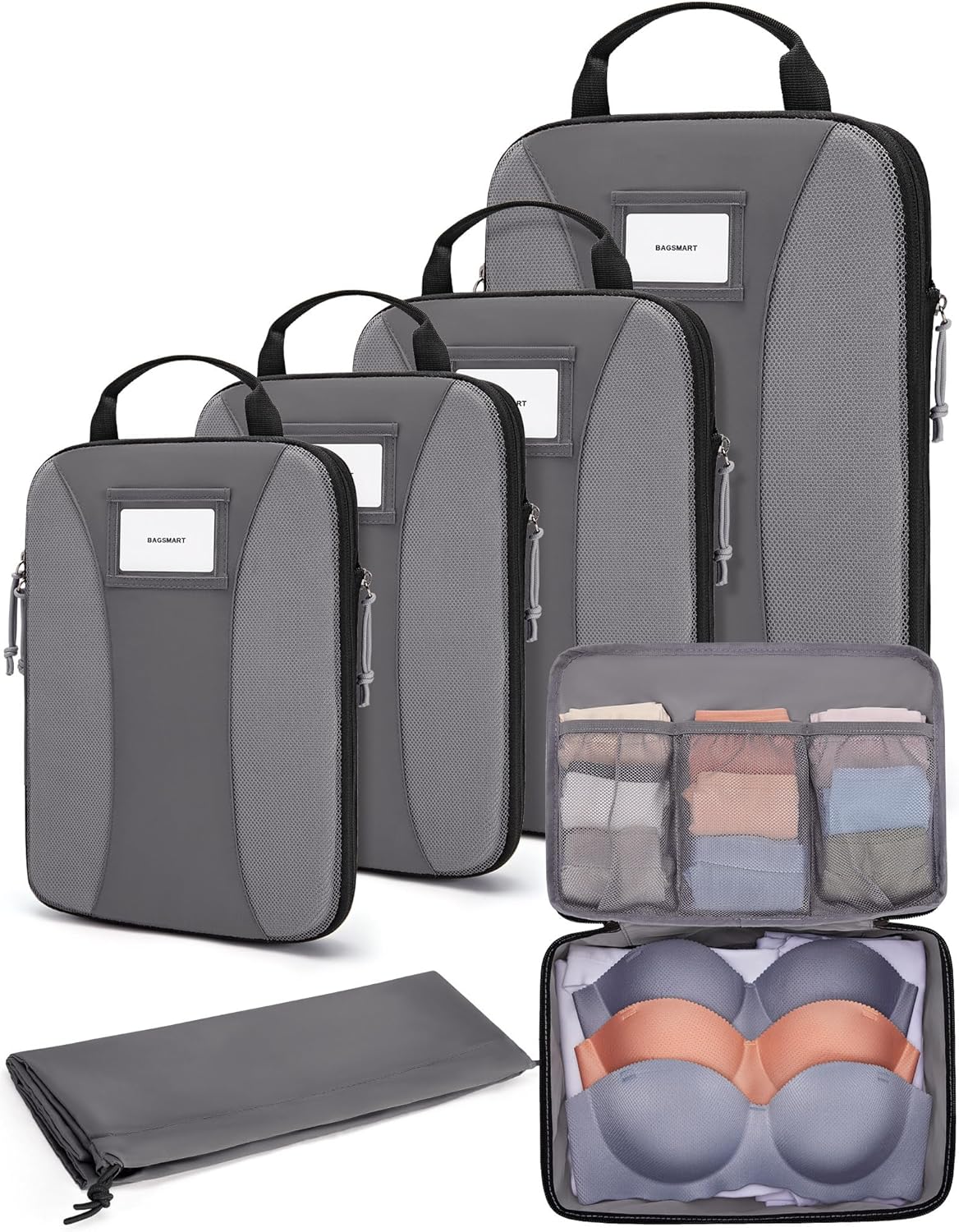 Compression Packing Cubes, 6 PCS Packing Cubes for Suitcases, Travel Bags Organizer for Luggage, Lightweight Packing Cube for Travel Essentials