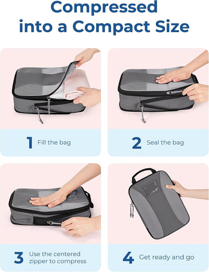 Compression Packing Cubes, 6 PCS Packing Cubes for Suitcases, Travel Bags Organizer for Luggage, Lightweight Packing Cube for Travel Essentials
