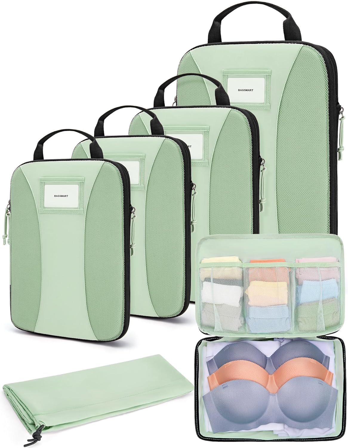 Compression Packing Cubes, 6 PCS Packing Cubes for Suitcases, Travel Bags Organizer for Luggage, Lightweight Packing Cube for Travel Essentials
