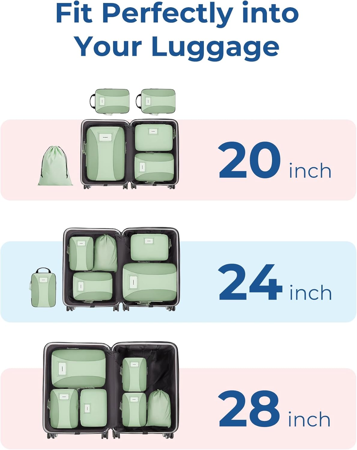 Compression Packing Cubes, 6 PCS Packing Cubes for Suitcases, Travel Bags Organizer for Luggage, Lightweight Packing Cube for Travel Essentials