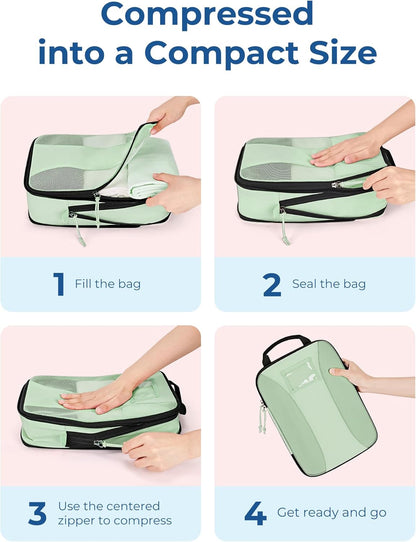 Compression Packing Cubes, 6 PCS Packing Cubes for Suitcases, Travel Bags Organizer for Luggage, Lightweight Packing Cube for Travel Essentials