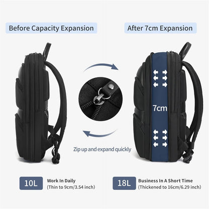 Expandable Backpack Men Thin Bags For Travel Waterproof Male 15.6inch Laptop Bag Mochilas Knapsack(Black 15.6inch)