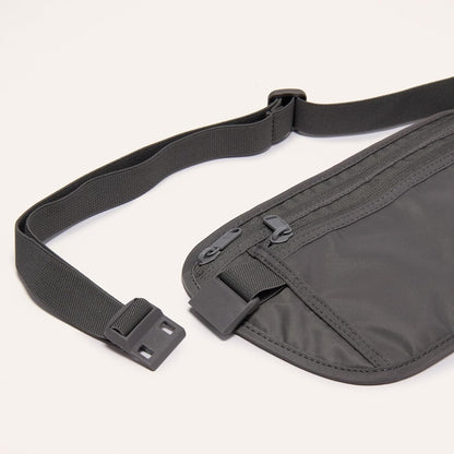 RFID Blocking Travel Money Belt – Hidden Waist Pouch for Passport, Cash, Cards, Slim Belt Bag for Men and Women, Light Grey