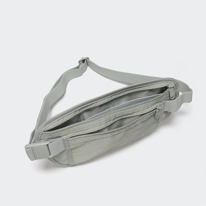 RFID Blocking Travel Money Belt – Hidden Waist Pouch for Passport, Cash, Cards, Slim Belt Bag for Men and Women, Light Grey