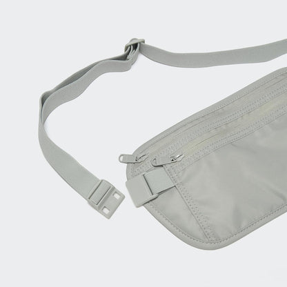 RFID Blocking Travel Money Belt – Hidden Waist Pouch for Passport, Cash, Cards, Slim Belt Bag for Men and Women, Light Grey