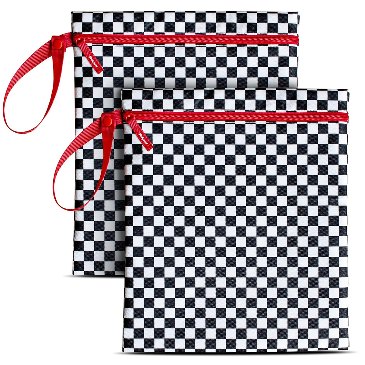 Waterproof Wet Bag for Swimsuit, Travel - Leakproof, Striped Black | Striped sandproof dry bag for wet clothes; laundry bag, cosmetic pouch, daycare & toddler kids bag; washable and foldable