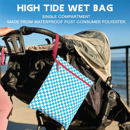 Waterproof Wet Bag for Swimsuit, Travel - Leakproof, Striped Black | Striped sandproof dry bag for wet clothes; laundry bag, cosmetic pouch, daycare & toddler kids bag; washable and foldable