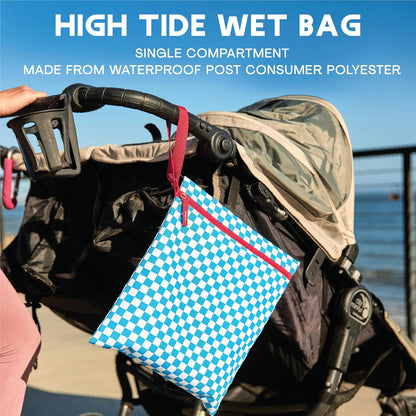 Waterproof Wet Bag for Swimsuit, Travel - Leakproof, Striped Black | Striped sandproof dry bag for wet clothes; laundry bag, cosmetic pouch, daycare & toddler kids bag; washable and foldable
