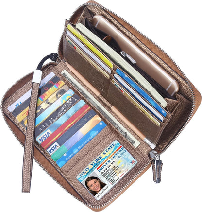 Small Compact Women Wallet RFID Blocking Genuine Leather Bifold Purse with ID Windows - Colors A