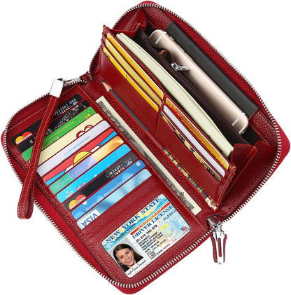 Small Compact Women Wallet RFID Blocking Genuine Leather Bifold Purse with ID Windows - Colors A