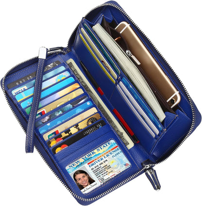 Small Compact Women Wallet RFID Blocking Genuine Leather Bifold Purse with ID Windows - Colors A