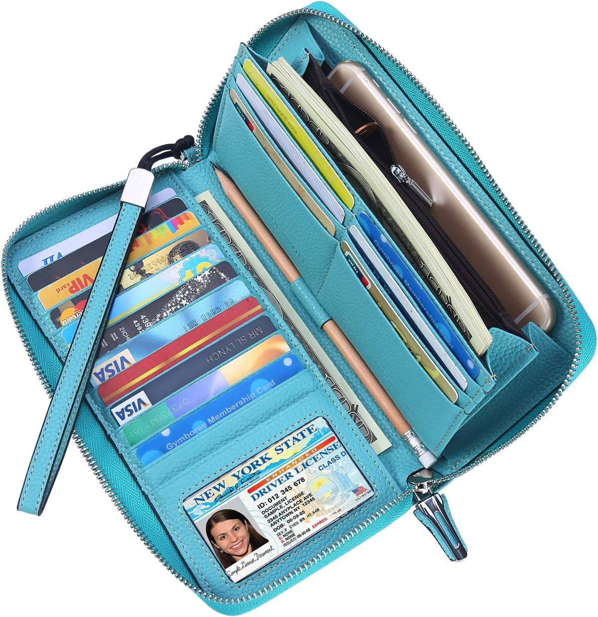 Small Compact Women Wallet RFID Blocking Genuine Leather Bifold Purse with ID Windows - Colors A